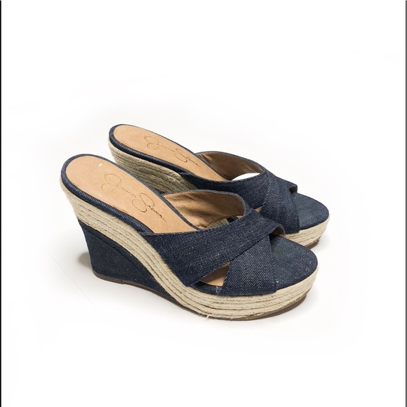 jessica simpson denim wedges
